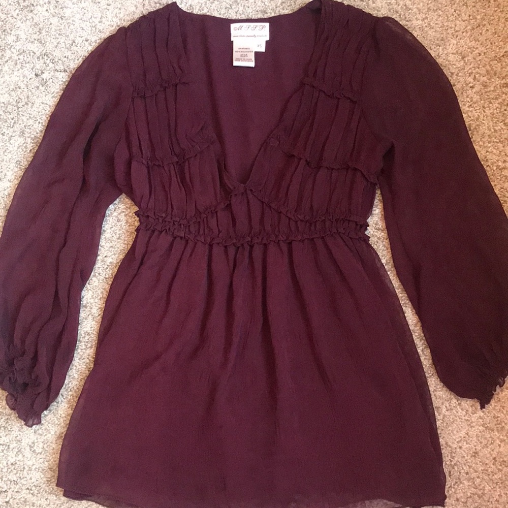 Burgundy flowy blouse